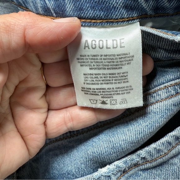 AGOLDE Nico High Rise Slim Jeans Womens 28 Blue Button-Fly Denim Distressed - Picture 6 of 10